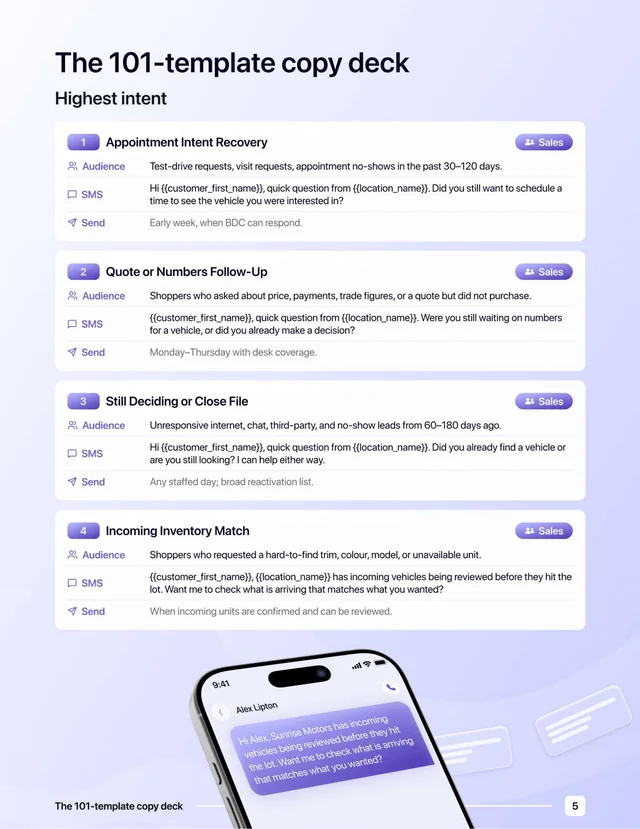 Page 5 of the book: the first templates of the 101-template copy deck